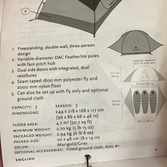 Black Diamond VISTA TENT - Picture 12 of 12